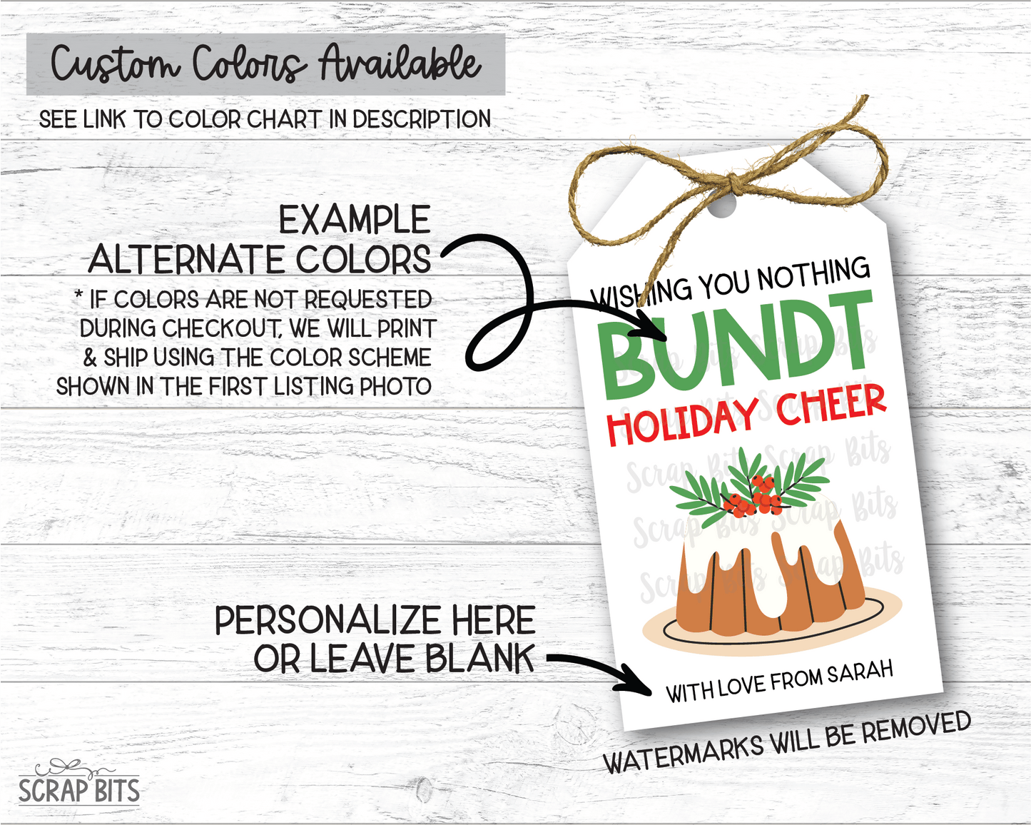 Nothing Bundt Holiday Cheer, Personalized Christmas Gift Tags - Scrap Bits