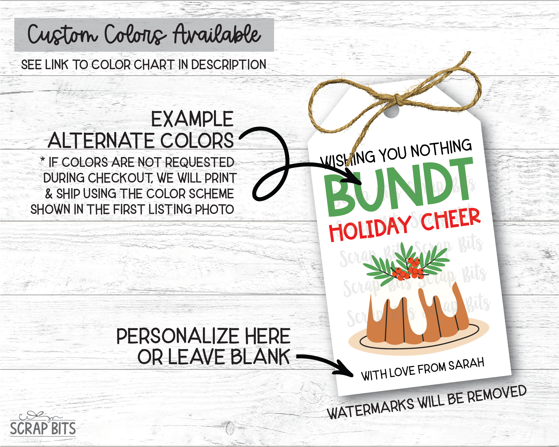 Nothing Bundt Holiday Cheer, Personalized Christmas Gift Tags - Scrap Bits