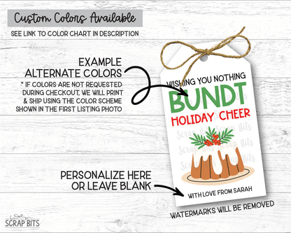 Nothing Bundt Holiday Cheer, Personalized Christmas Gift Tags - Scrap Bits