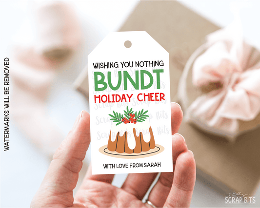 Nothing Bundt Holiday Cheer, Personalized Christmas Gift Tags - Scrap Bits