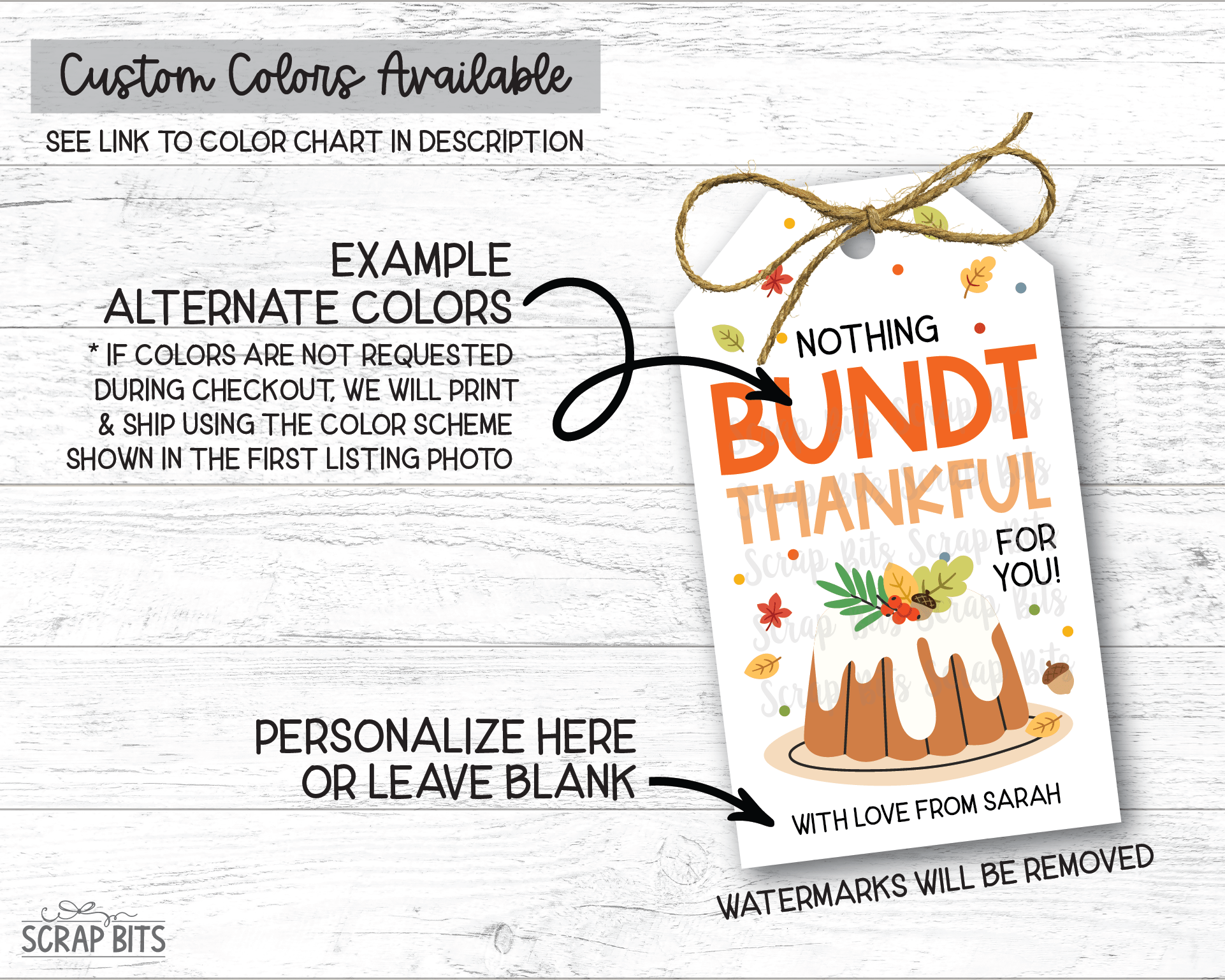 Nothing Bundt Thankful For You Thanksgiving Gift Tags – Scrap Bits