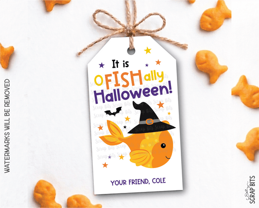 O Fish Ally Halloween Gift Tags, Goldfish Treat Bag Labels - Scrap Bits