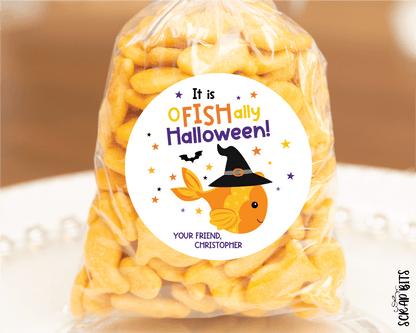 O - Fish - Ally Halloween Stickers, Goldfish Snack Bag Labels - Scrap Bits