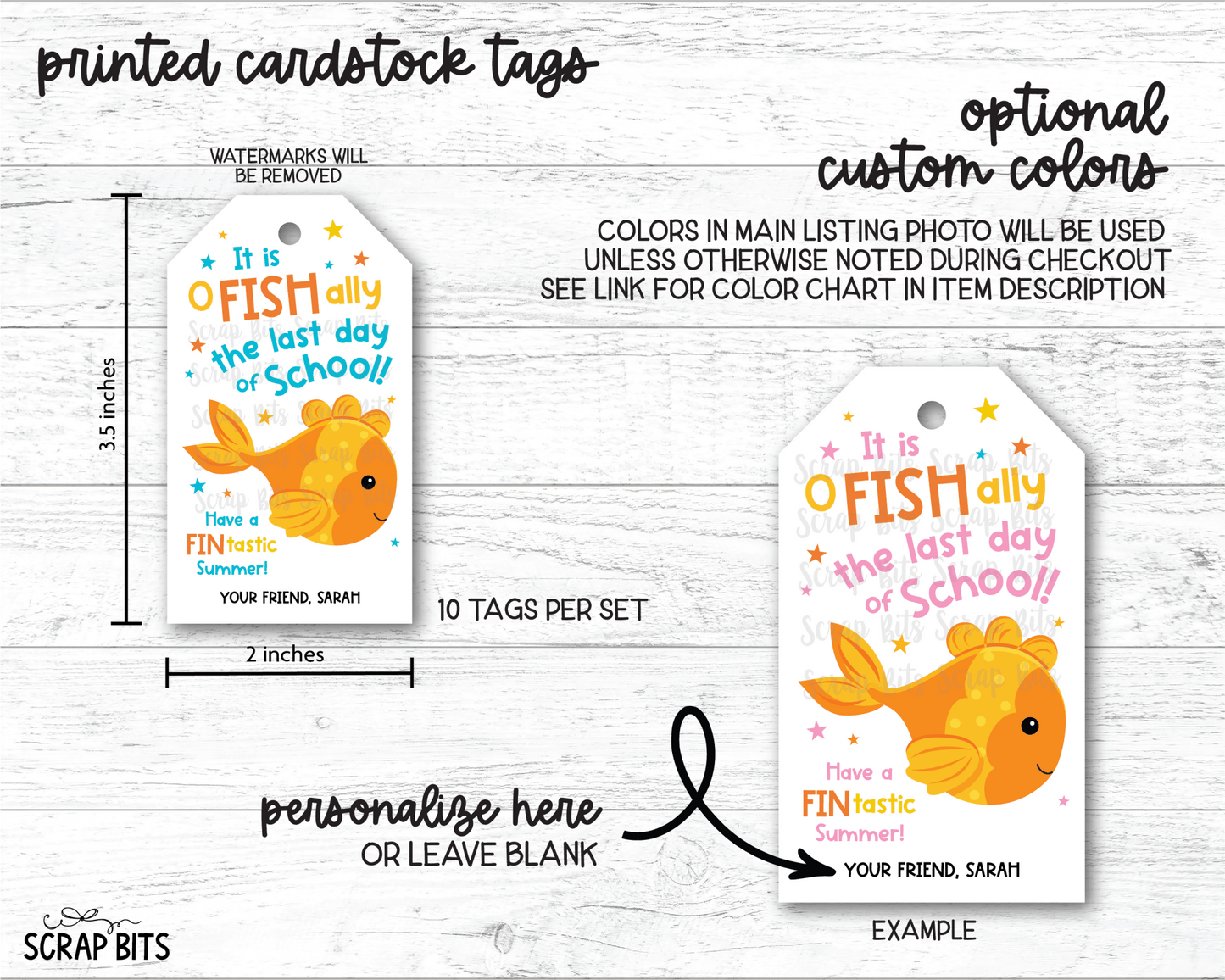 O Fish Ally Last Day of Schooll, Personalized Goldfish Gift Tags - Scrap Bits