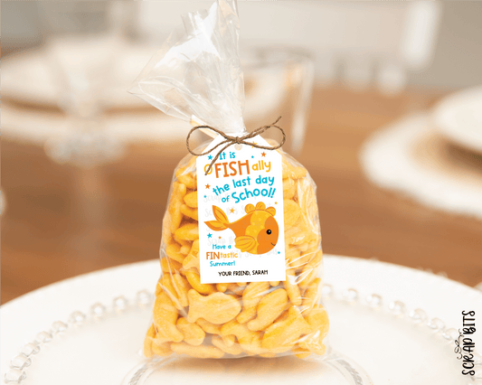 O Fish Ally Last Day of Schooll, Personalized Goldfish Gift Tags - Scrap Bits