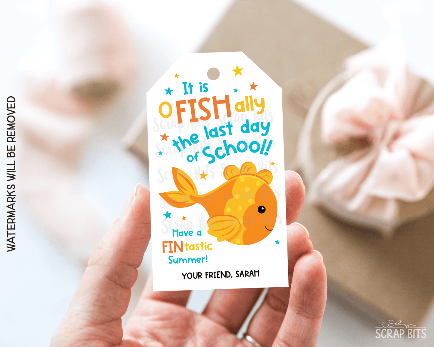 O Fish Ally Last Day of Schooll, Personalized Goldfish Gift Tags - Scrap Bits