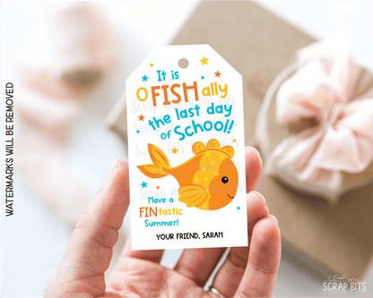 O Fish Ally Last Day of Schooll, Personalized Goldfish Gift Tags - Scrap Bits
