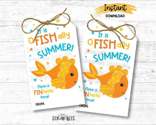 O FISH ALLY Summer, Goldfish Last Day of School Tags, Printable Instant Download - Scrap Bits