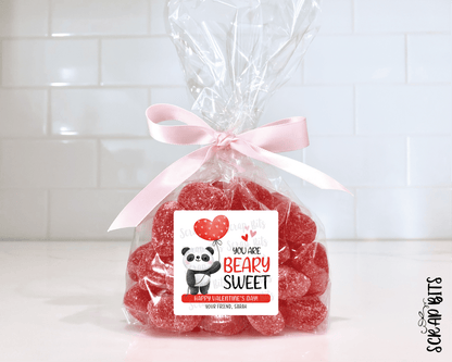 Panda Valentines, Beary Sweet, Valentine Treat Bag Stickers - Scrap Bits