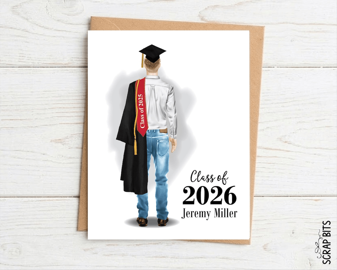 Personalized Graduation Portrait Card, Class Of Graduation Year, Male - Scrap Bits
