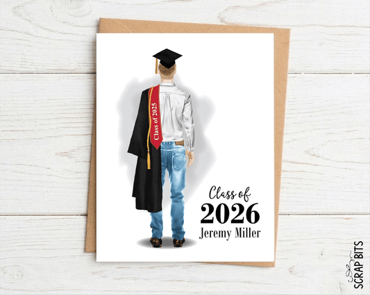 Personalized Graduation Portrait Card, Class Of Graduation Year, Male - Scrap Bits