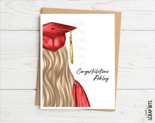 Personalized Graduation Portrait Card, Female Close Up, Single or Set of 10 - Scrap Bits
