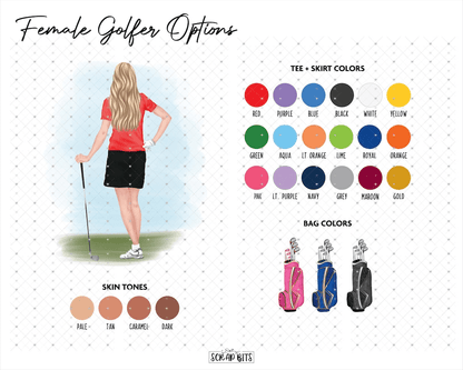 Personalized Graduation Portrait Card, Female Golfer - Scrap Bits