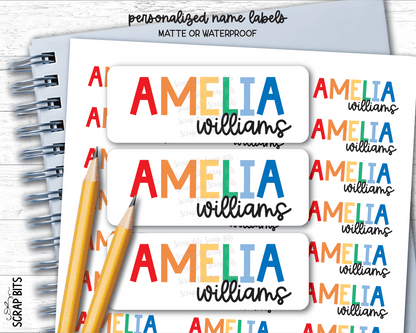 Playful Block Script Name Labels . Personalized Belonging Labels - Scrap Bits