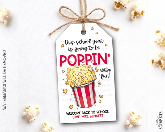 Popcorn Back To School Gift Tags, This Year Is Going To Be Poppin' - Scrap Bits