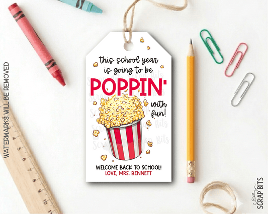 Popcorn Back To School Gift Tags, This Year Is Going To Be Poppin' - Scrap Bits