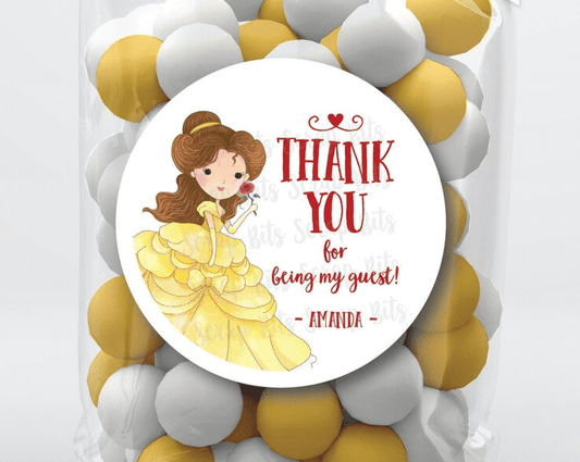 Princess Belle Birthday Favor Stickers or Tags - Scrap Bits