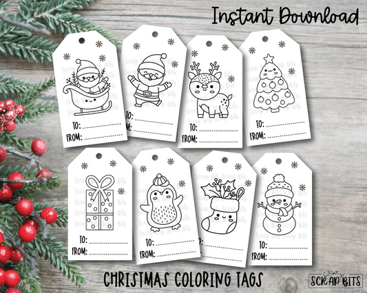 Printable Christmas Coloring To From Gift Tags, Instant Download - Scrap Bits