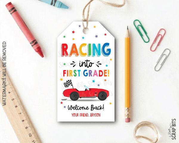 Racing Back To School Gift Tags, Any Grade - Scrap Bits