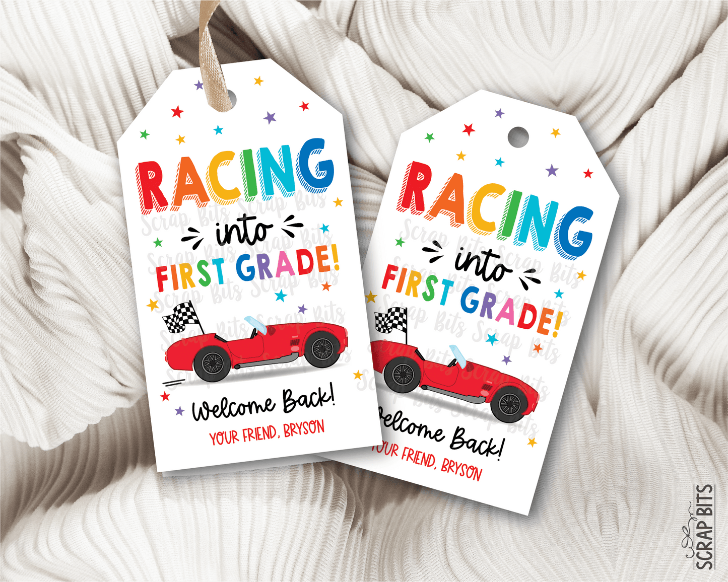 Racing Back To School Gift Tags, Any Grade - Scrap Bits