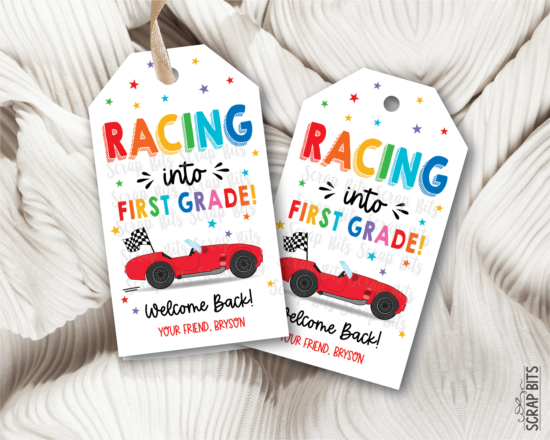 Racing Back To School Gift Tags, Any Grade - Scrap Bits