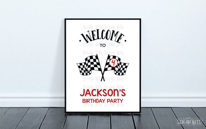 Racing Flags Welcome Sign, Instant Download Editable Template - Scrap Bits