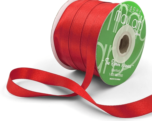 Red Luster Double Face Satin Ribbon. 5 yards (15 feet) . 1/2" inch, 13mm - Scrap Bits