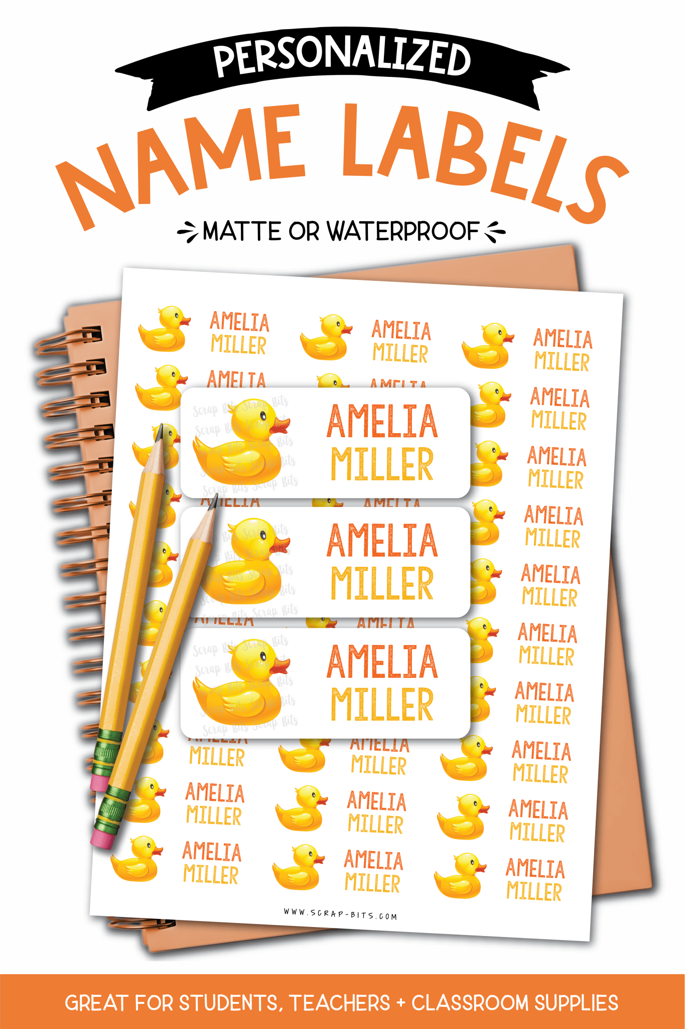 Rubber Duck Name Labels, Personalized Belonging Labels - Scrap Bits