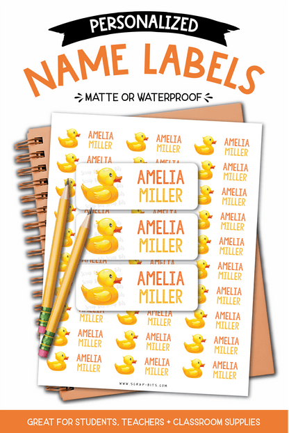 Rubber Duck Name Labels, Personalized Belonging Labels - Scrap Bits