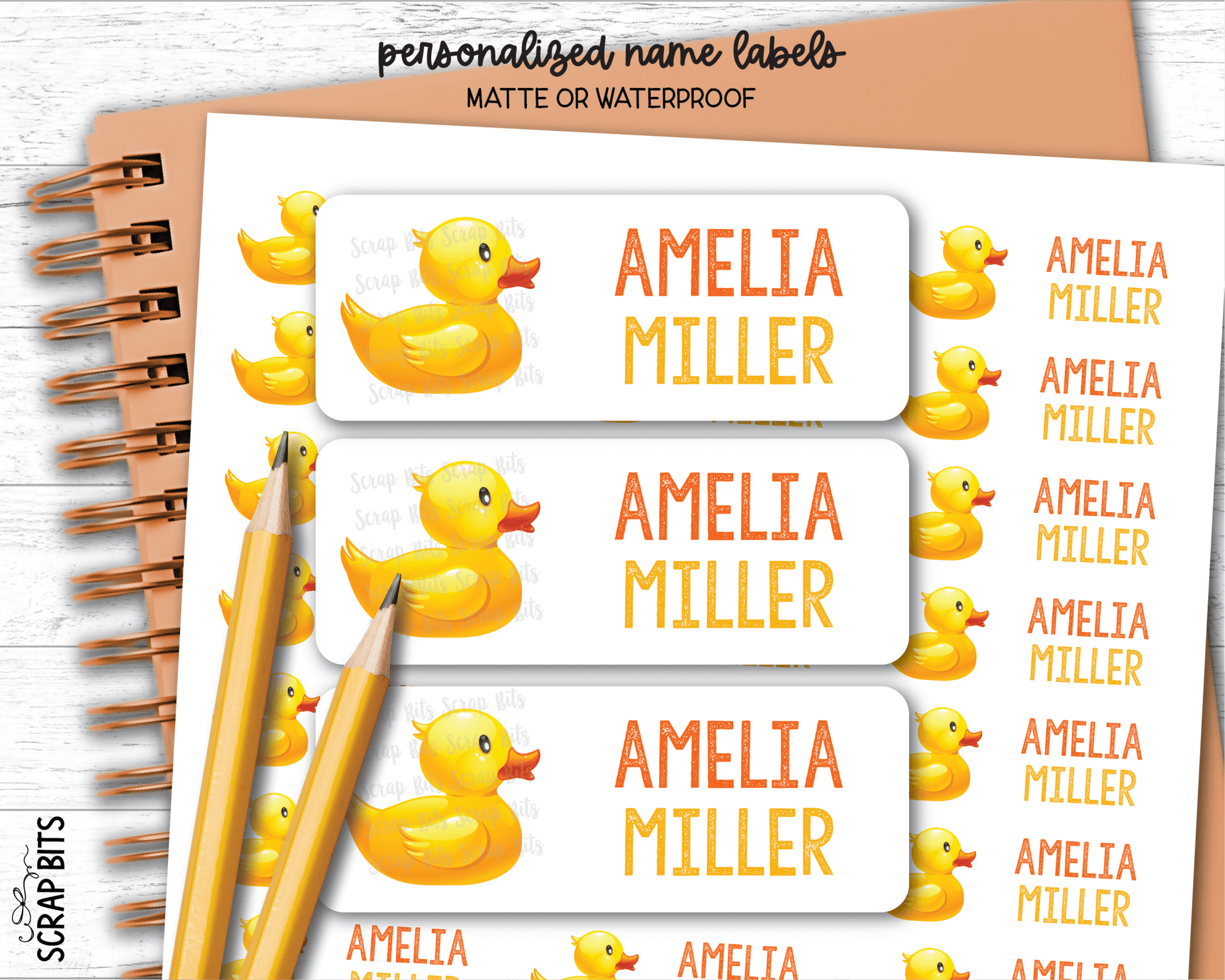Rubber Duck Name Labels, Personalized Belonging Labels - Scrap Bits