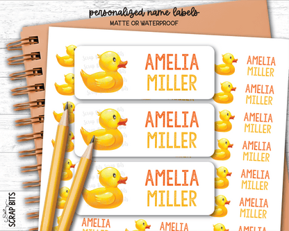 Rubber Duck Name Labels, Personalized Belonging Labels - Scrap Bits