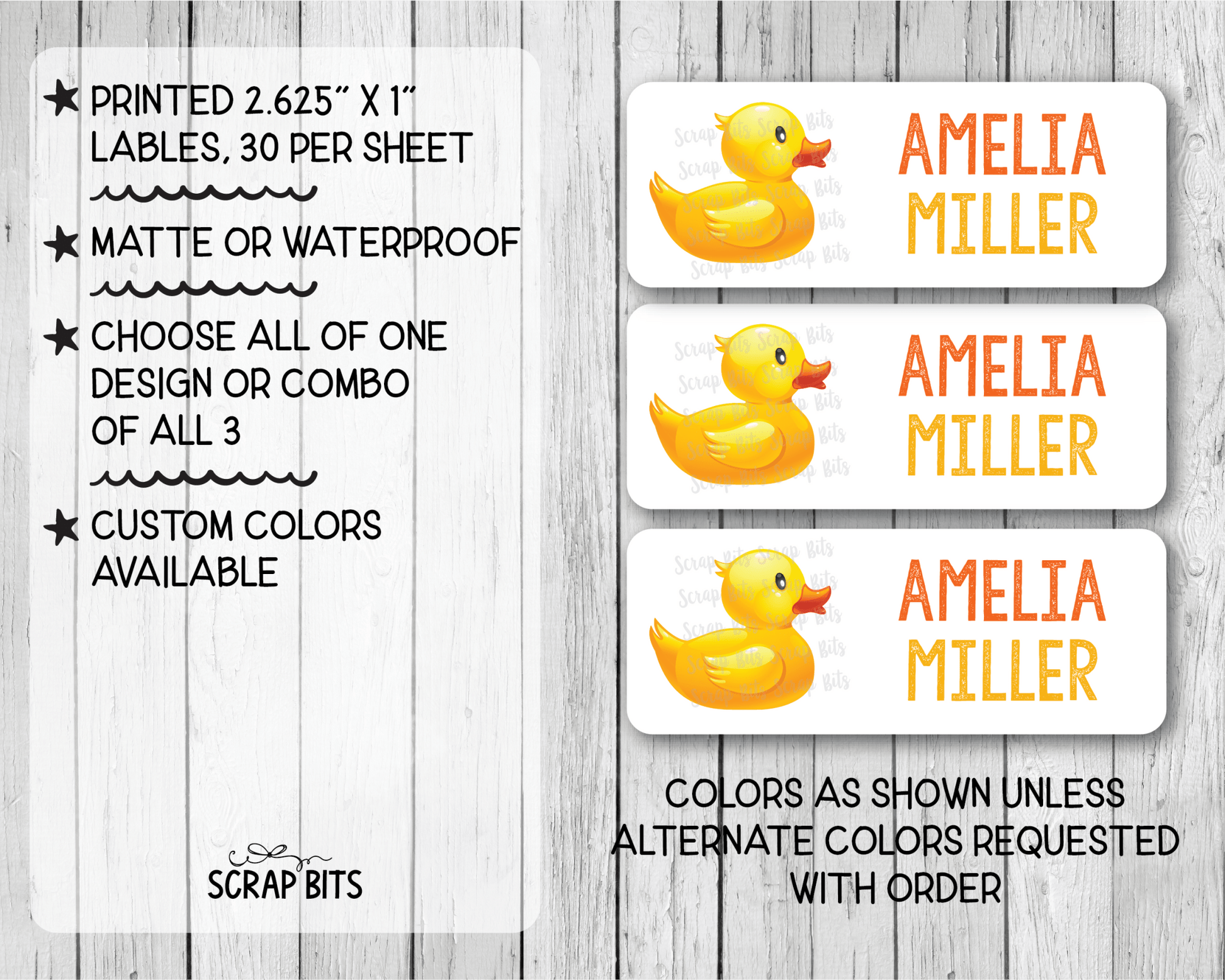 Rubber Duck Name Labels, Personalized Belonging Labels - Scrap Bits