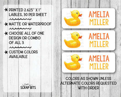 Rubber Duck Name Labels, Personalized Belonging Labels - Scrap Bits