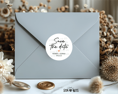Save The Date Stickers, Signature Personalized Envelope Seals or Tags - Scrap Bits