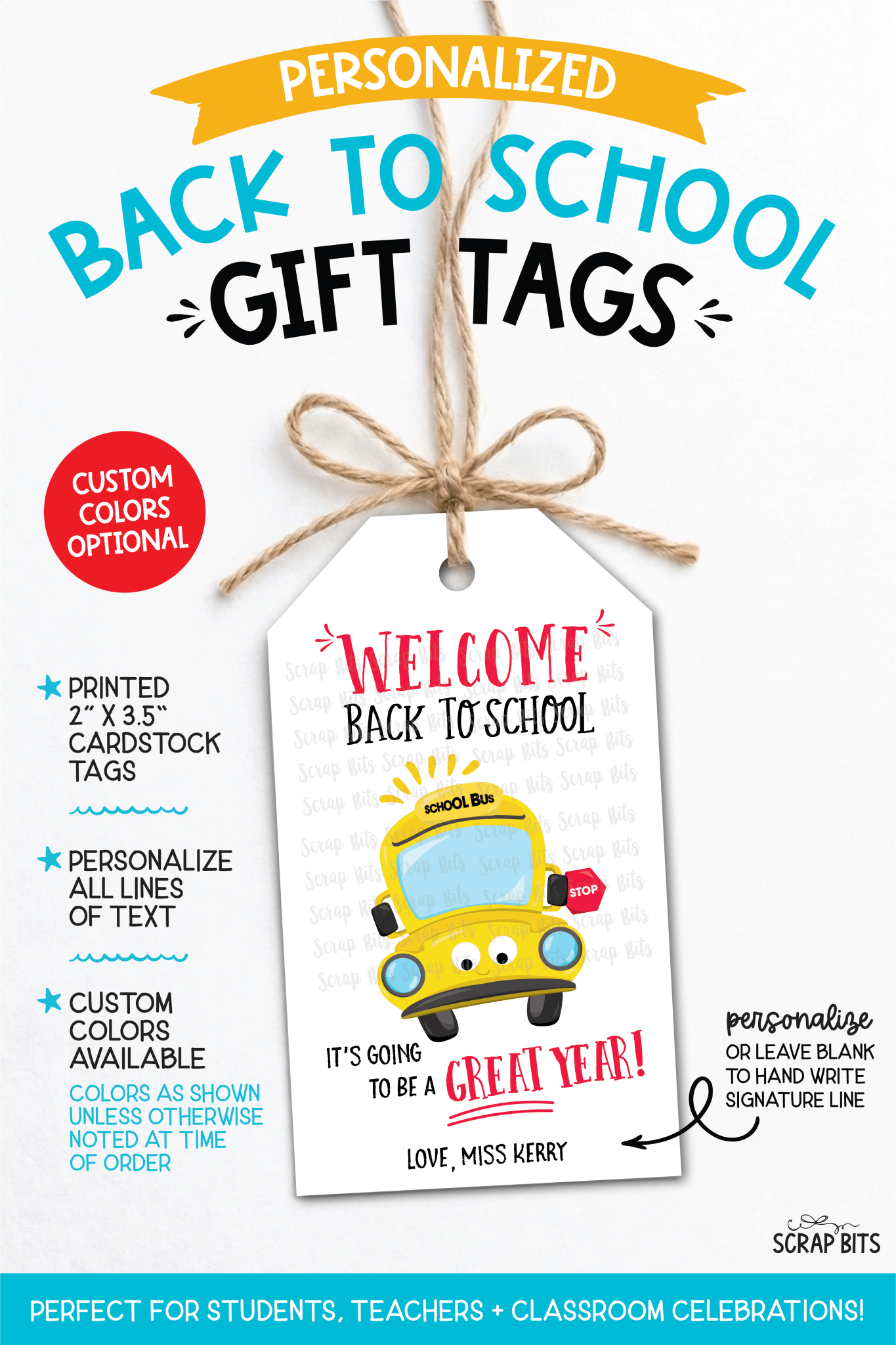 School Bus Back To School Gift Tags, It's Going To Be A Great Year - Scrap Bits