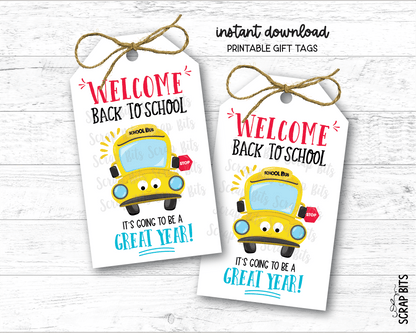School Bus Gift Tags, Printable Back To School Gift Tags, Instant Download - Scrap Bits