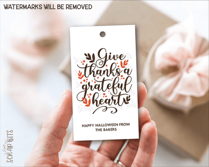 Scripty Lettering Thanksgiving Tags, Give Thanks With A Grateful Heart . Personalized Gift Tags - Scrap Bits