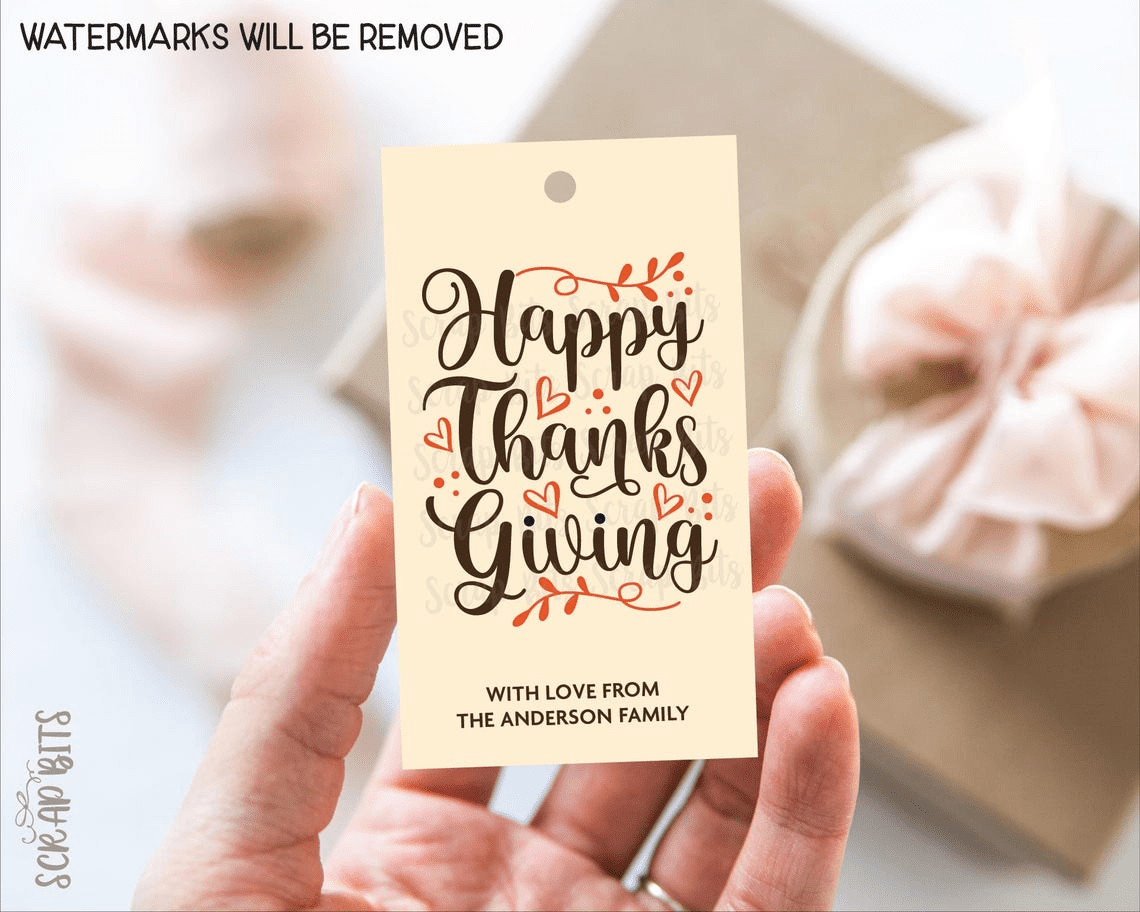 Scripty Lettering Thanksgiving Tags . Personalized Gift Tags - Scrap Bits