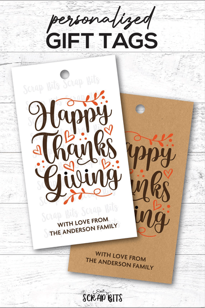 Scripty Lettering Thanksgiving Tags . Personalized Gift Tags - Scrap Bits