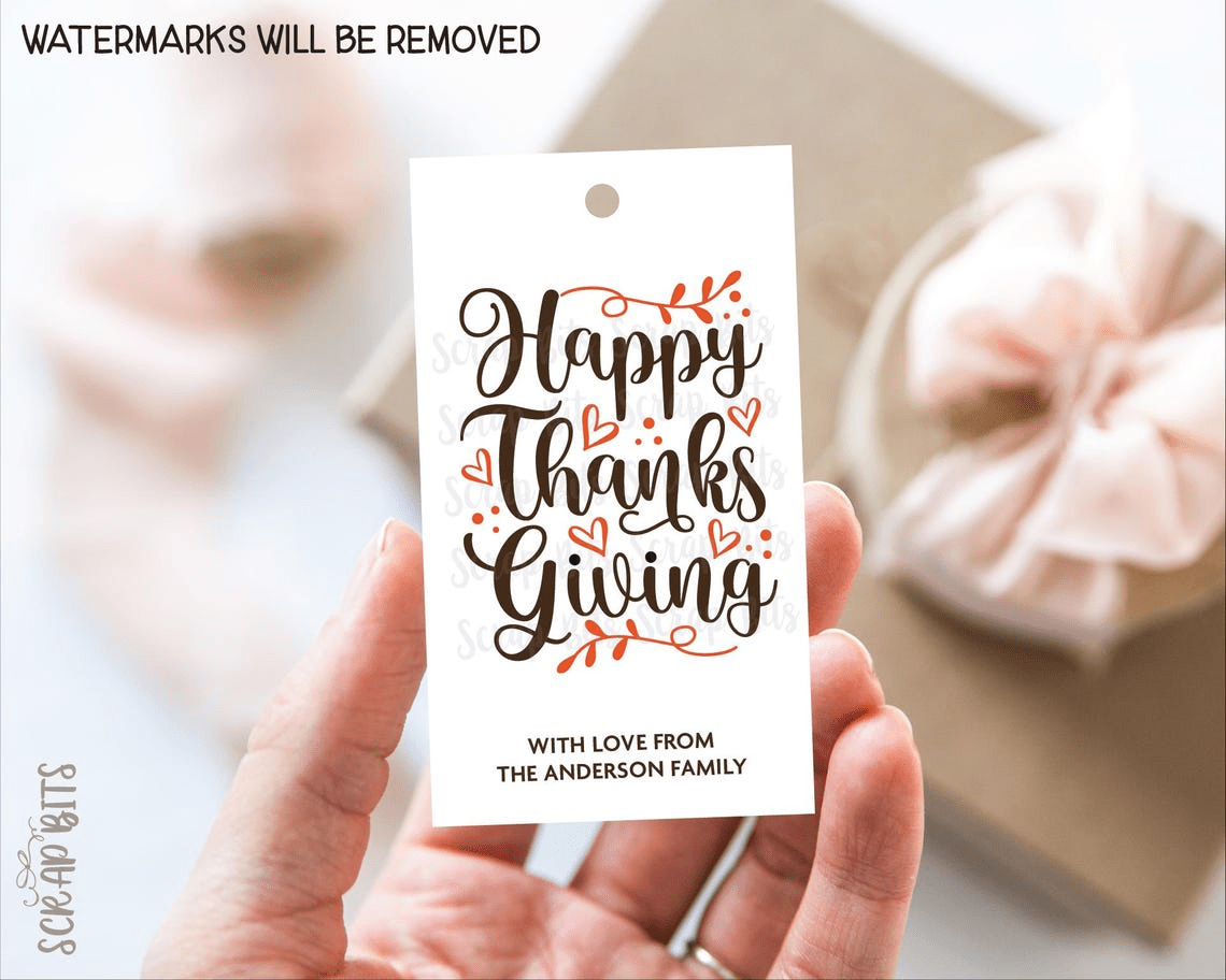 Scripty Lettering Thanksgiving Tags . Personalized Gift Tags - Scrap Bits