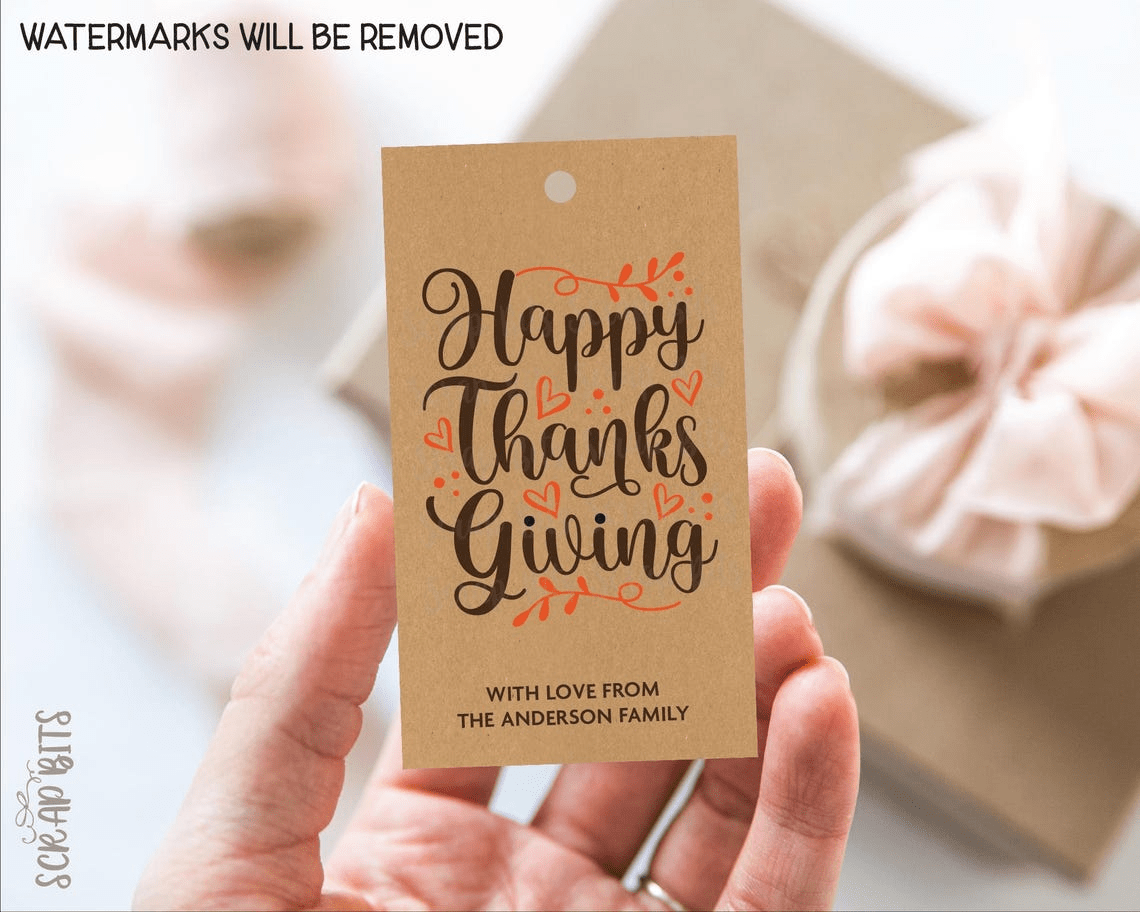 Scripty Lettering Thanksgiving Tags . Personalized Gift Tags - Scrap Bits