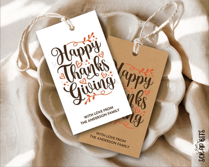 Scripty Lettering Thanksgiving Tags . Personalized Gift Tags - Scrap Bits