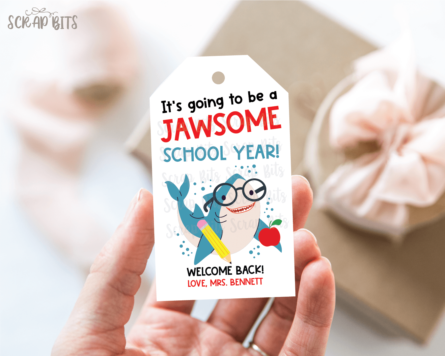 Shark Back To School Tags, It's Going to be a JAWSOME School Year - Scrap Bits