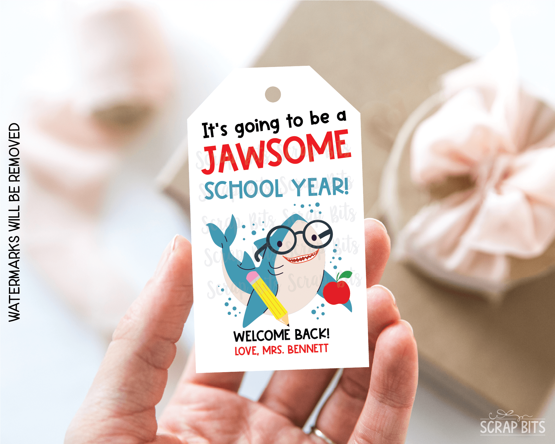 Shark Back To School Tags, It's Going to be a JAWSOME School Year - Scrap Bits