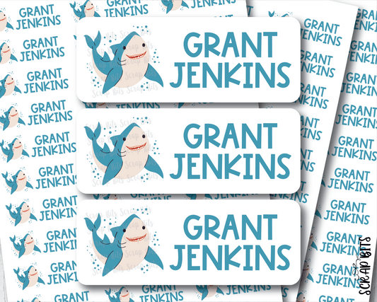 Shark Name Labels . Personalized Belonging Labels - Scrap Bits