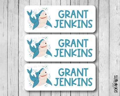 Shark Name Labels . Personalized Belonging Labels - Scrap Bits