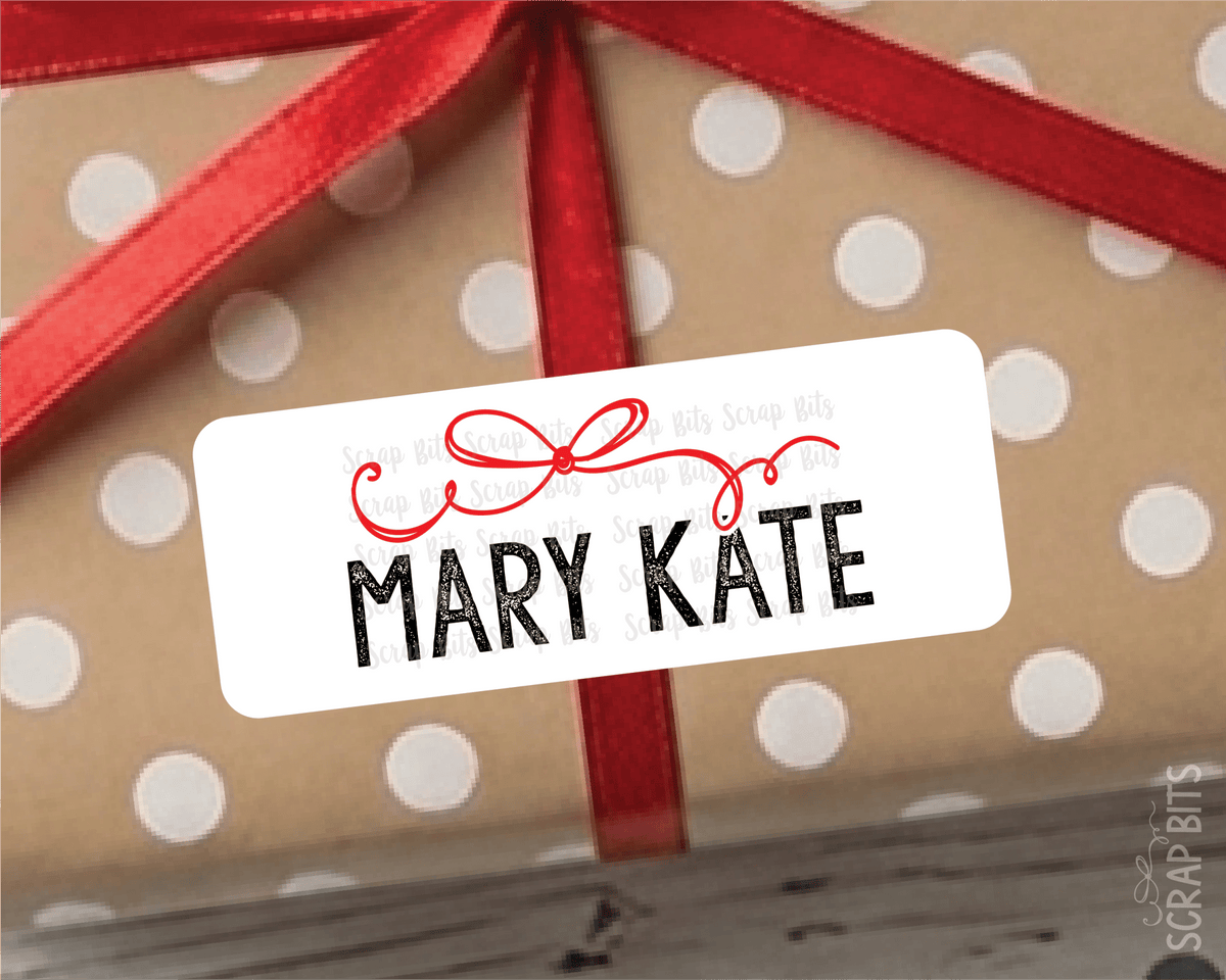 Signature Bow Name Labels, Personalized Christmas Gift Stickers - Scrap Bits