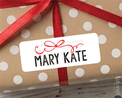 Signature Bow Name Labels, Personalized Christmas Gift Stickers - Scrap Bits