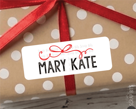 Signature Bow Name Labels, Personalized Christmas Gift Stickers - Scrap Bits