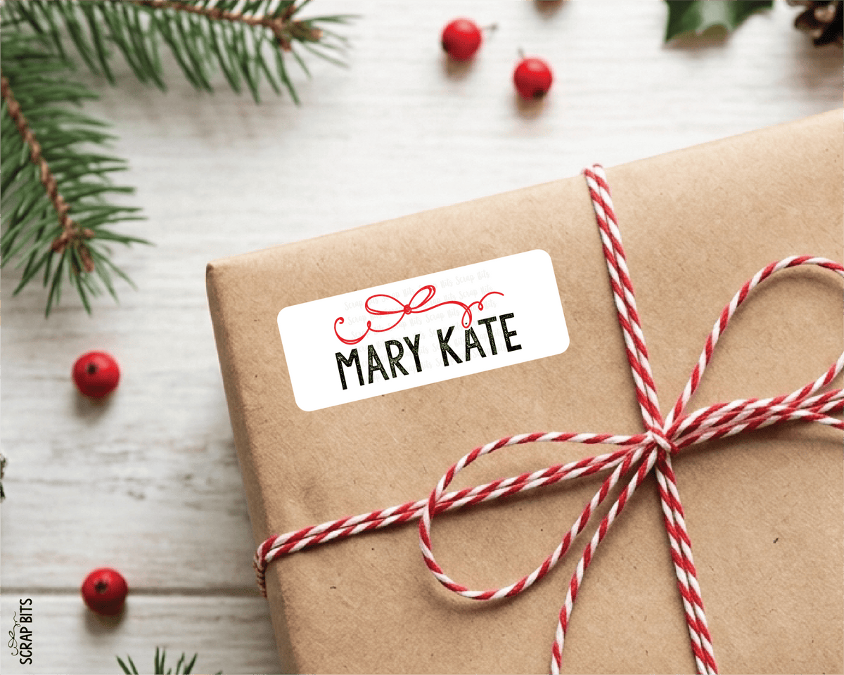 Signature Bow Name Labels, Personalized Christmas Gift Stickers - Scrap Bits